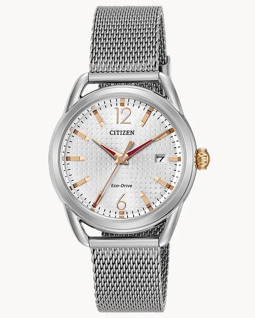 ★レア逆輸入★Citizen Women's Stainless Steel Mesh Watch LTR - Ladies Eco-Drive FE6081-51A Silver Steel Mesh Watch